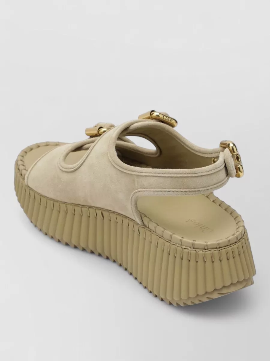 Chloé Leather Wedge Sandals