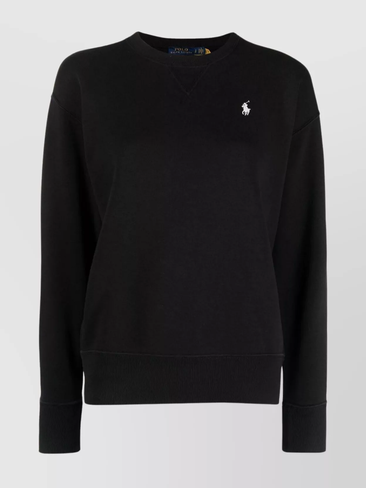 Shop Polo Ralph Lauren Rib-knit Crewneck Sweater With V-inset In Black