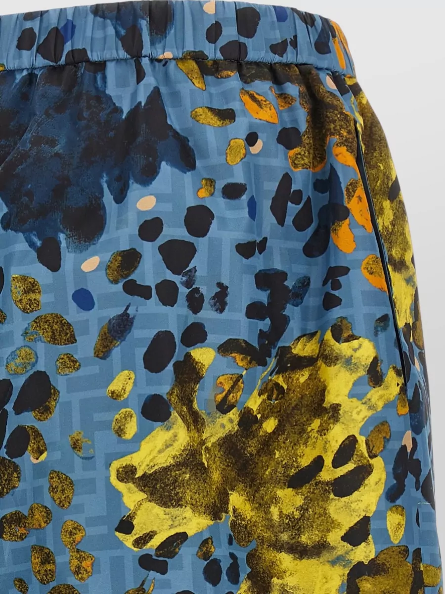 Fendi Falena Abstract Print Shorts Side Pockets