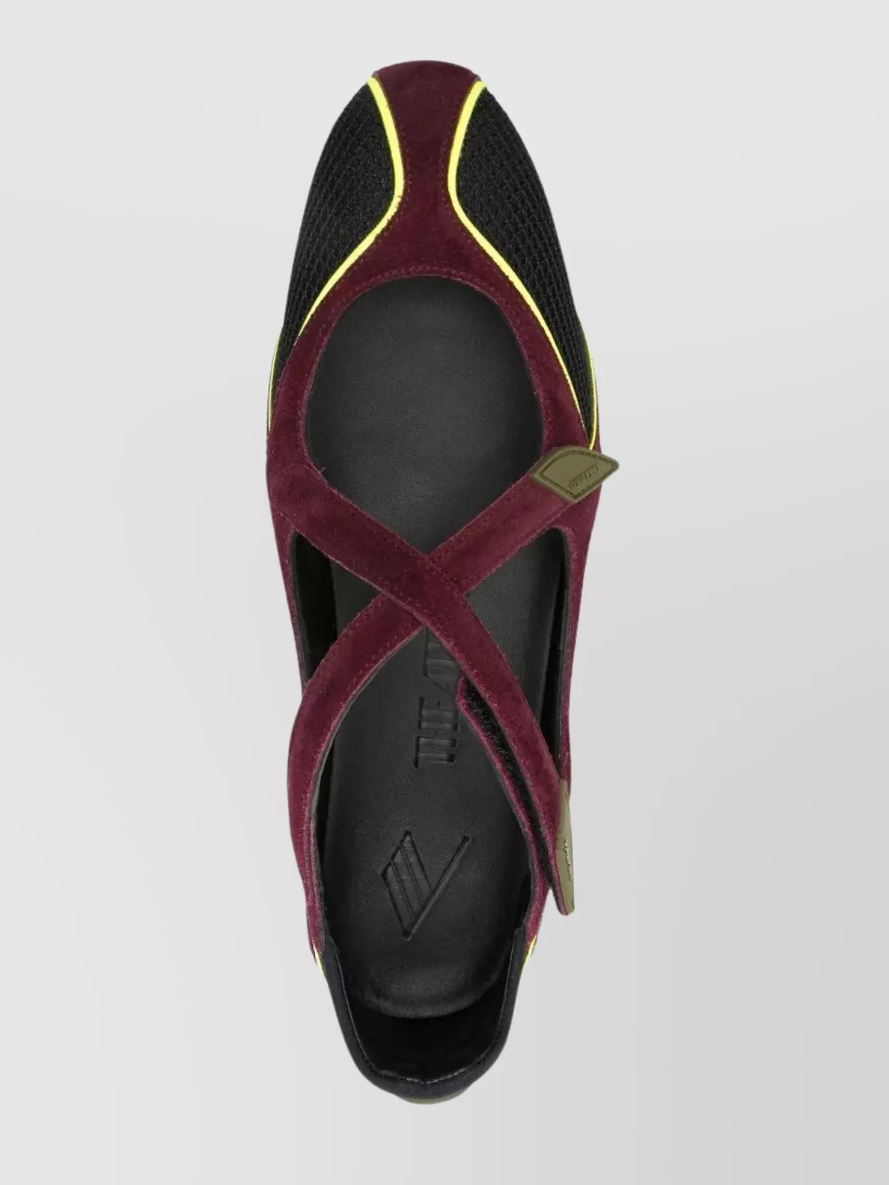 Attico Nomad Bordeaux Ballet Shoes With Criss-crossed Straps And Mesh Panels In Tech Fabric And Suede Woman
