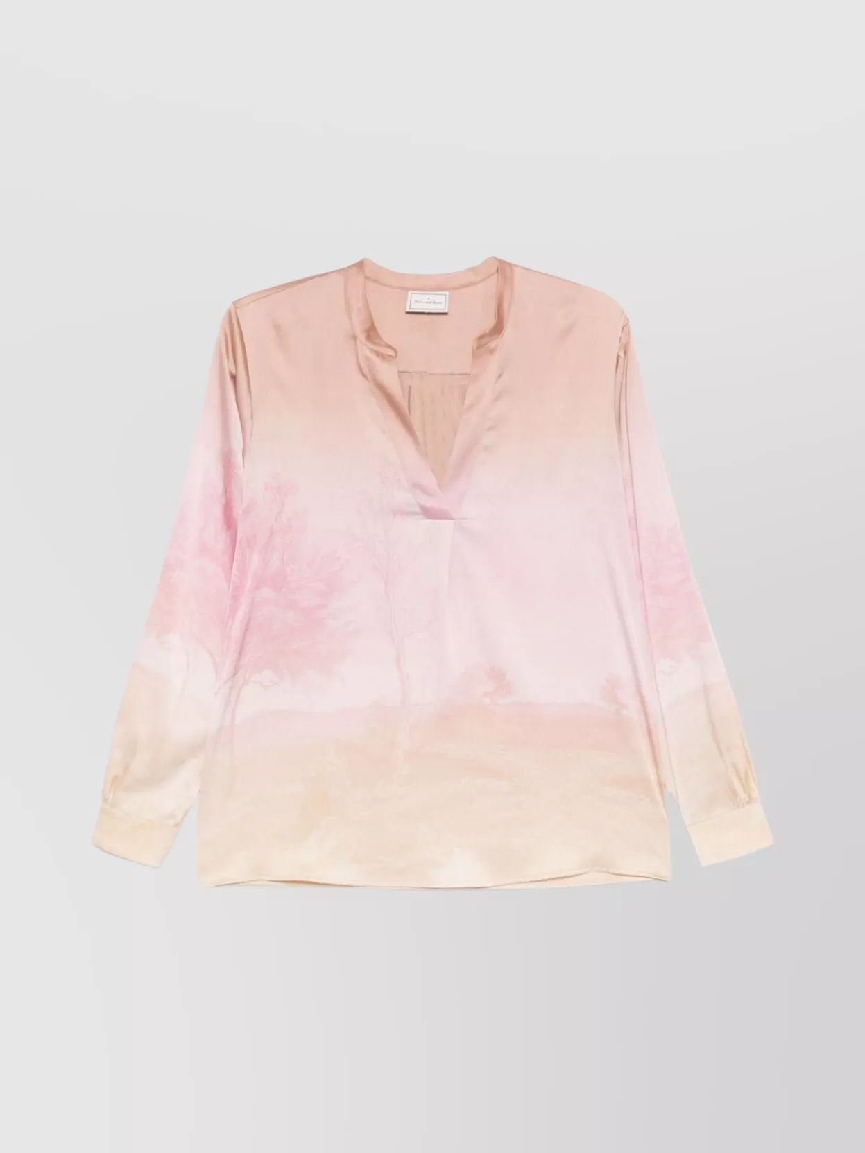Pierre Louise Mascia Landscape Print Long Sleeve V-Neck Top