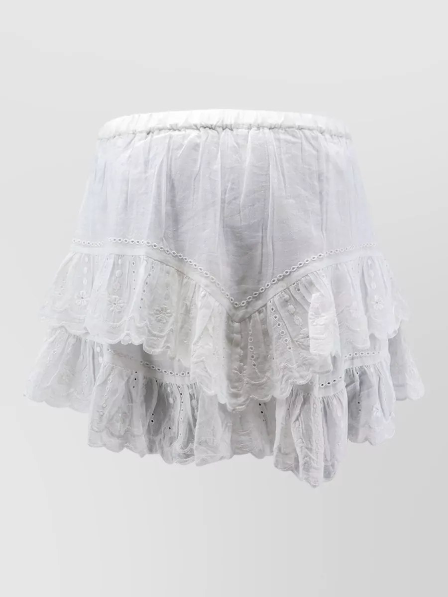 Isabel Marant Etoile Flounced Embroidered Cotton Full Skirt