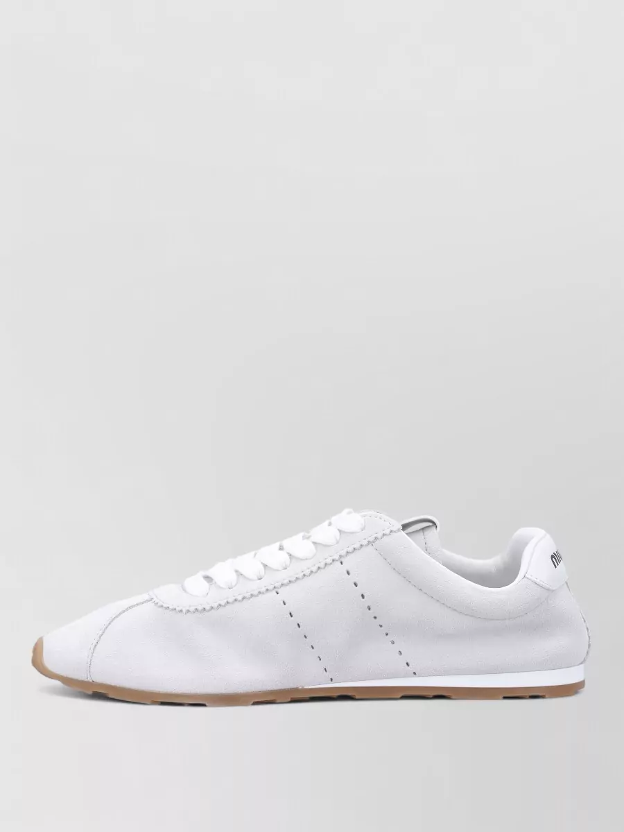 Miu Miu Low Top Sneakers Suede Leather Rubber Sole