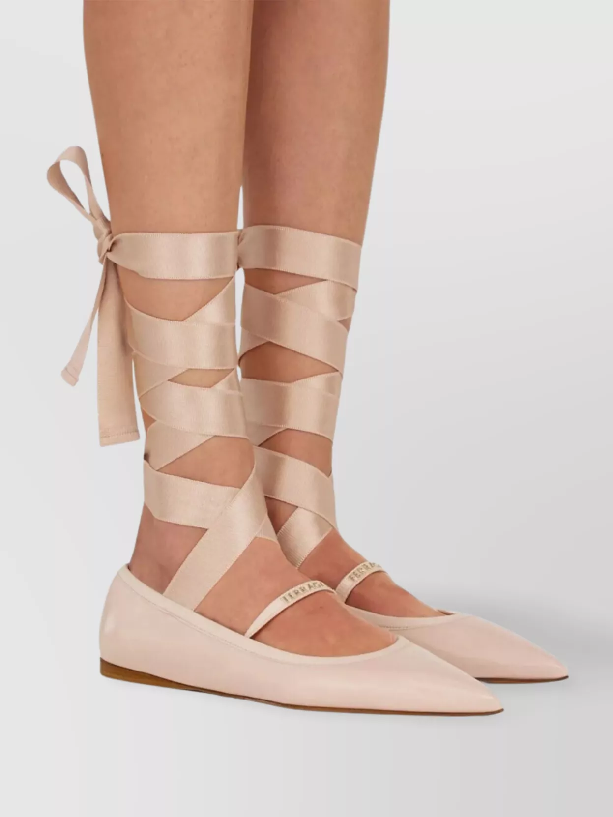 Ferragamo Ribbon Ankle Ballerina Flat Bow