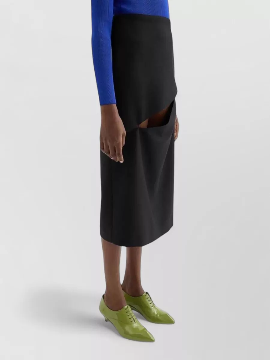 Jil Sander Wool Blend Midi Cutout Pencil Skirt