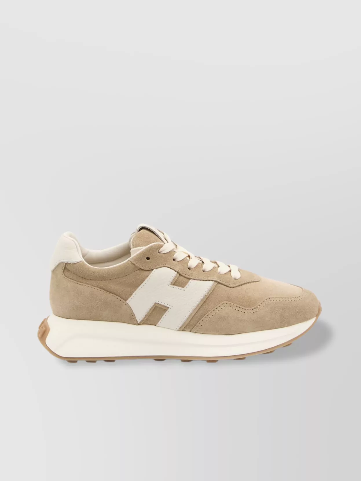 Hogan Low Top Sneakers With Rubber Sole And Suede Upper In Brown
