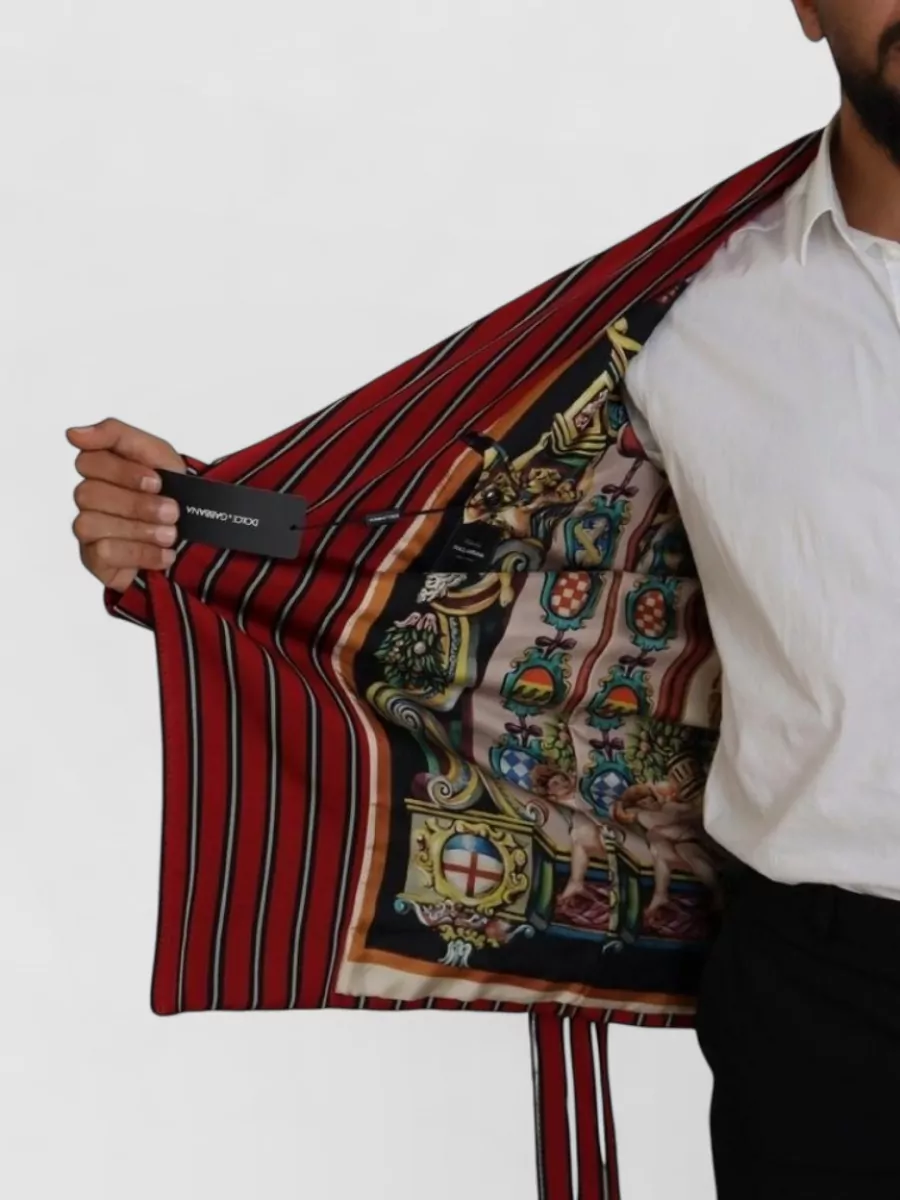 Dolce&Gabbana Silk Striped Belted Robe Blazer