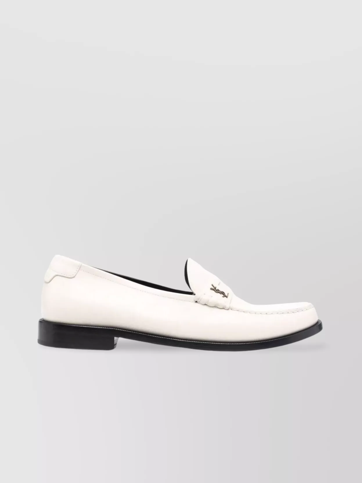 Shop Saint Laurent Chain Detail Round Toe Loafers