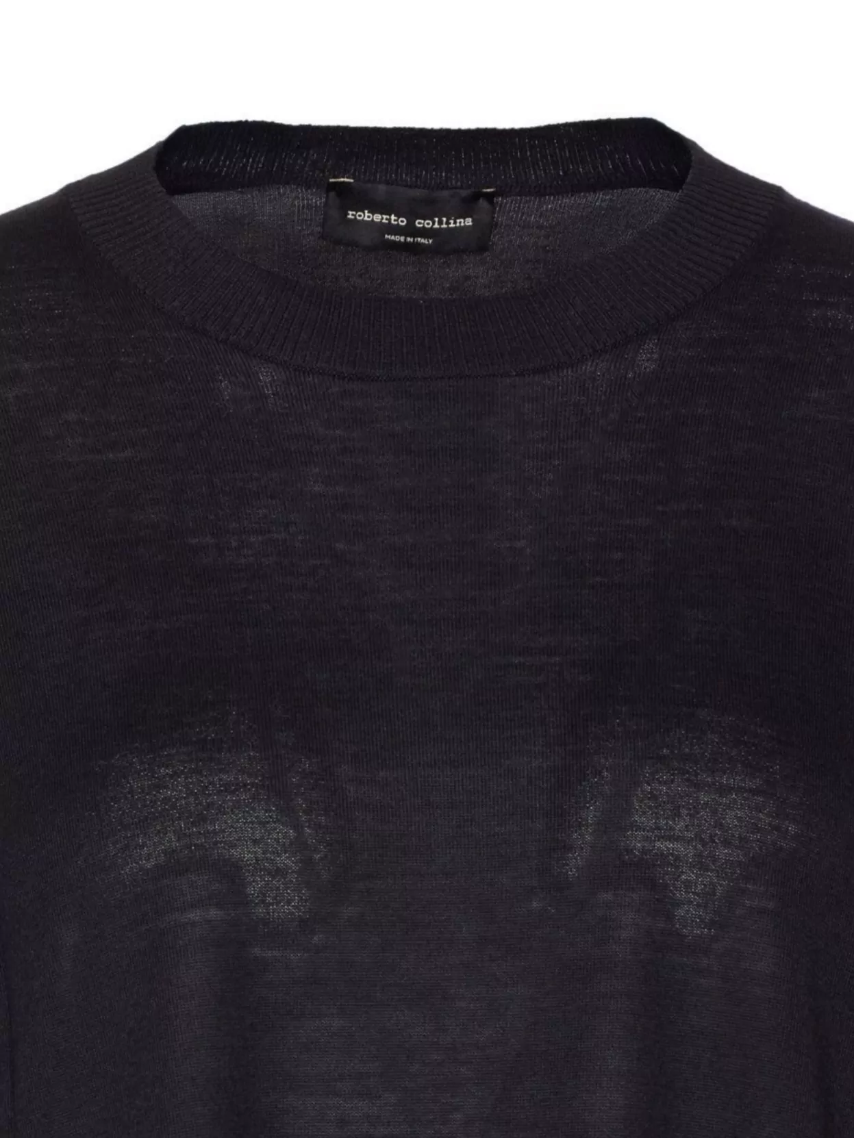 Roberto Collina Sheer Fabric Crewneck Sweater With Ribbed Cuffs In Black