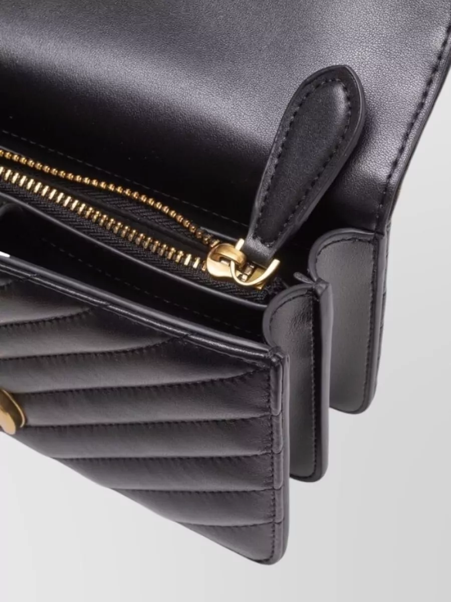 Pinko Love Bag One Mini Leather Chevron Quilted Clutch Bag