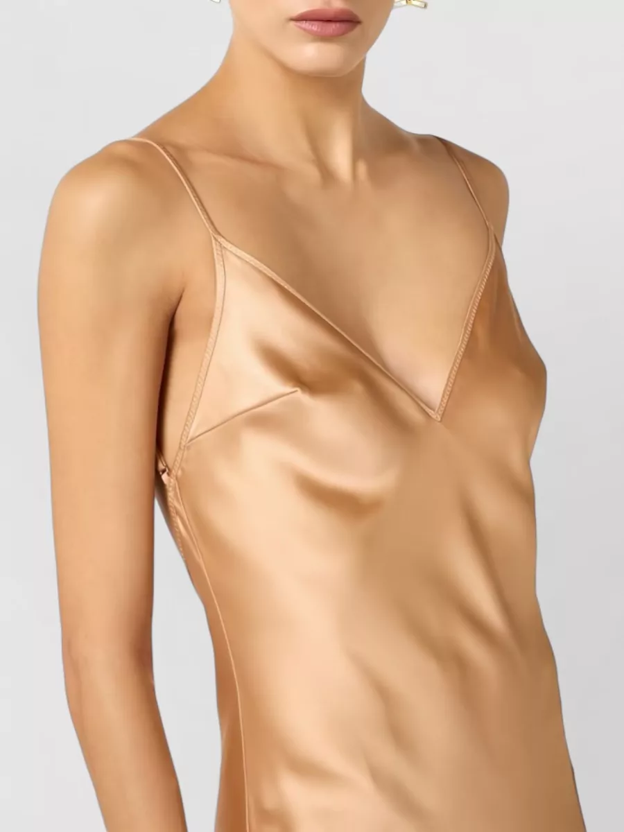 Elisabetta Franchi Satin V-Neck Sleeveless Gown
