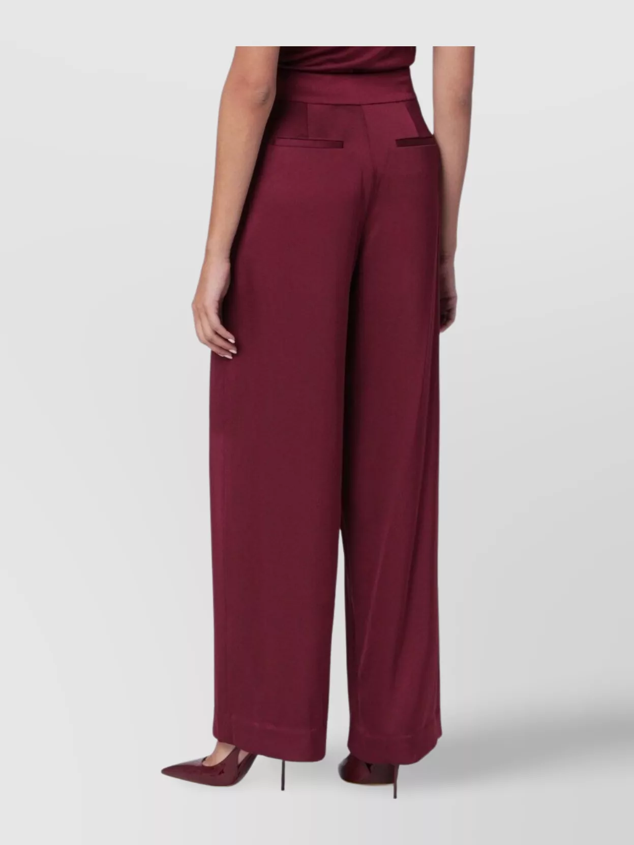 Simkhai High Waist Wide Leg Trousers With Pleats In Red
