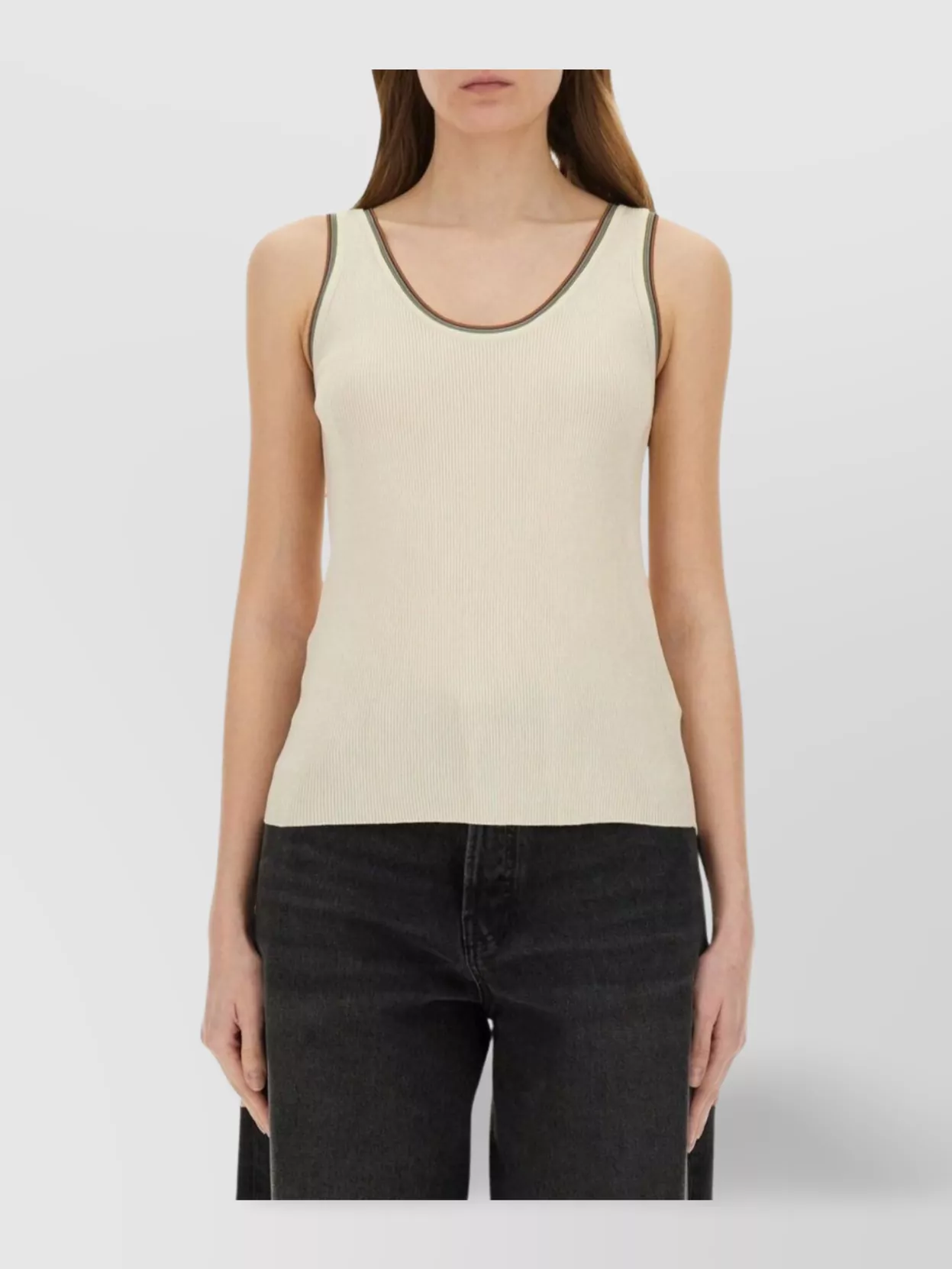 Paul Smith Ribbed Cotton Tank Top With Contrast Trim