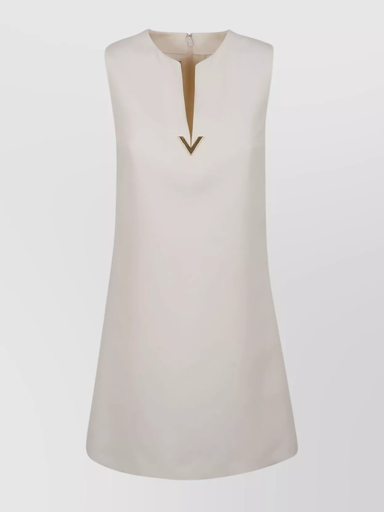 Shop Valentino Sleeveless V-neck Crepe Couture Dress In Cream