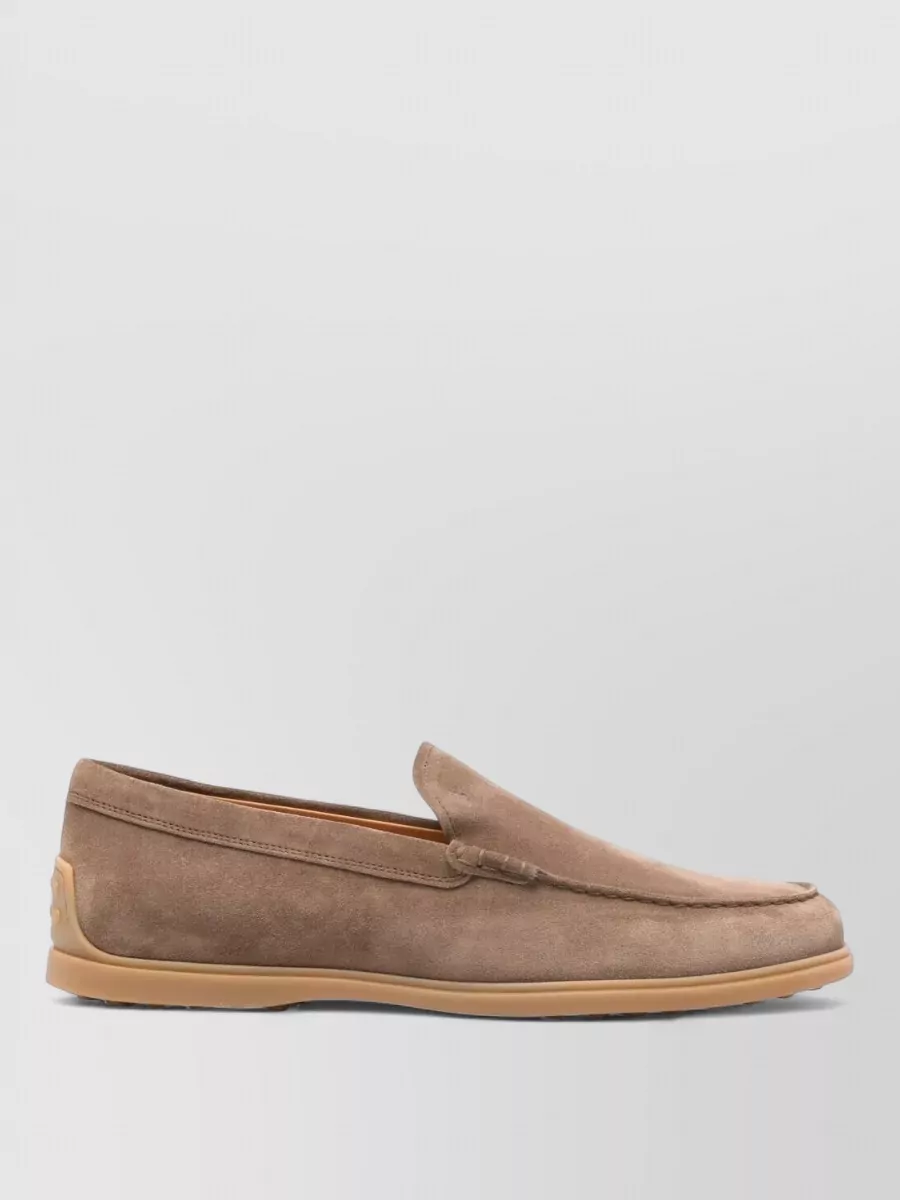 Tod's Suede Loafers Rubber Sole Round Toe