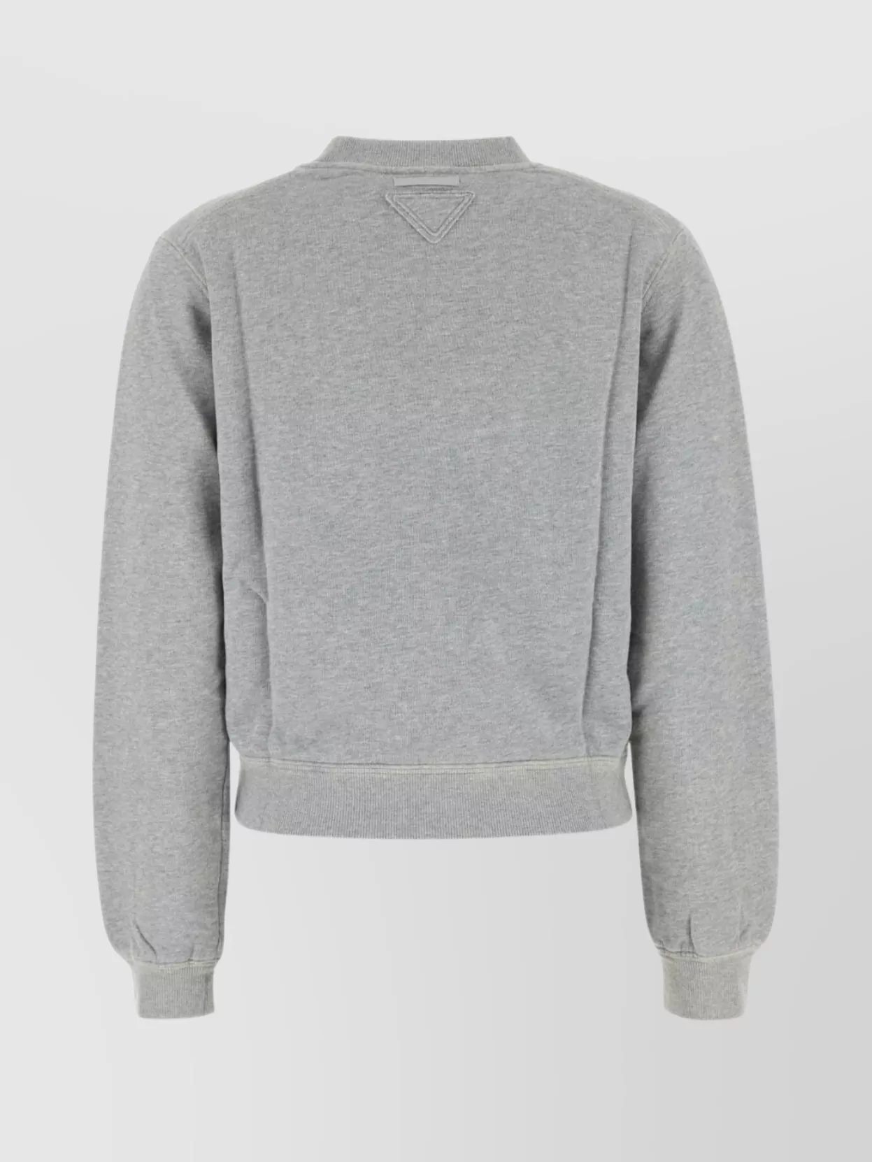Prada Cotton Sweatshirt With Ribbed Cuffs And Hem In Gray