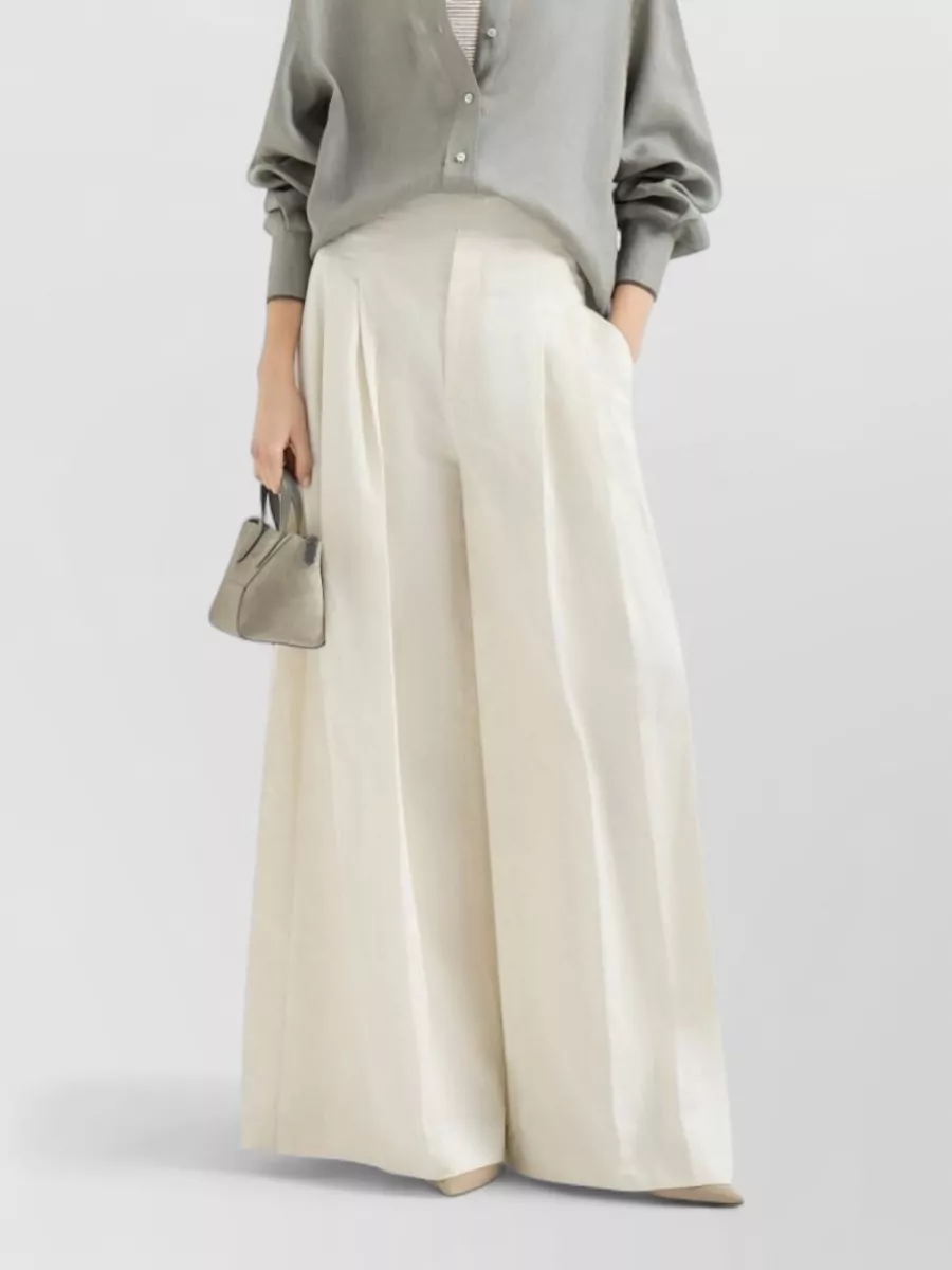 Brunello Cucinelli Linen Striped Sleeveless Tank Top