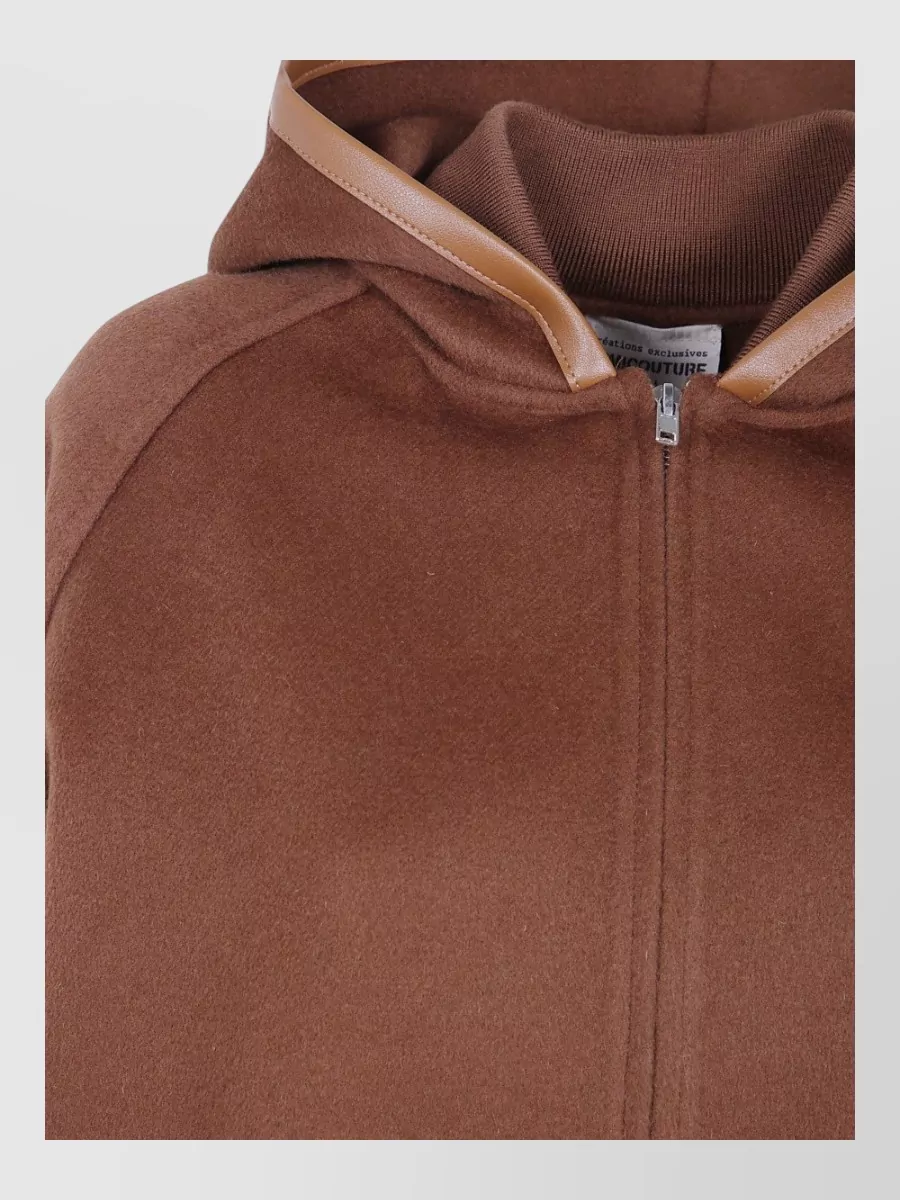 Semicouture wool hooded bomber jacket