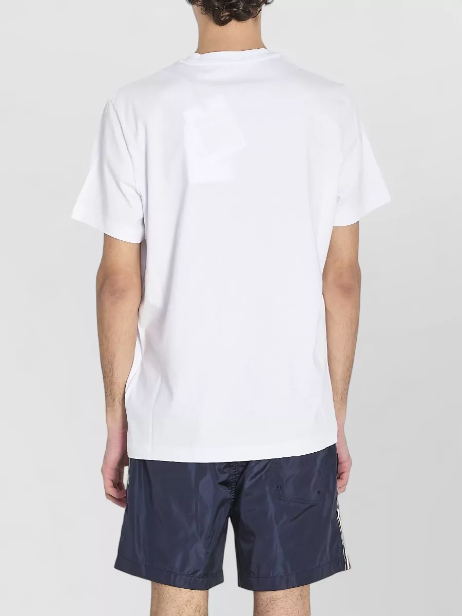 Moncler Cotton Ribbed Crewneck Short-Sleeve Logo-Print T-Shirt