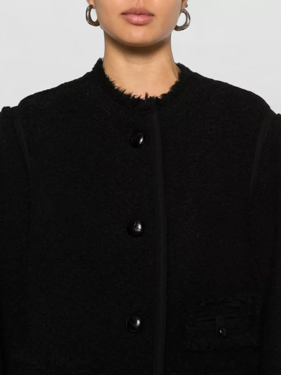 Isabel Marant Maylin Wool Blend Jacket Frayed Edges Pockets