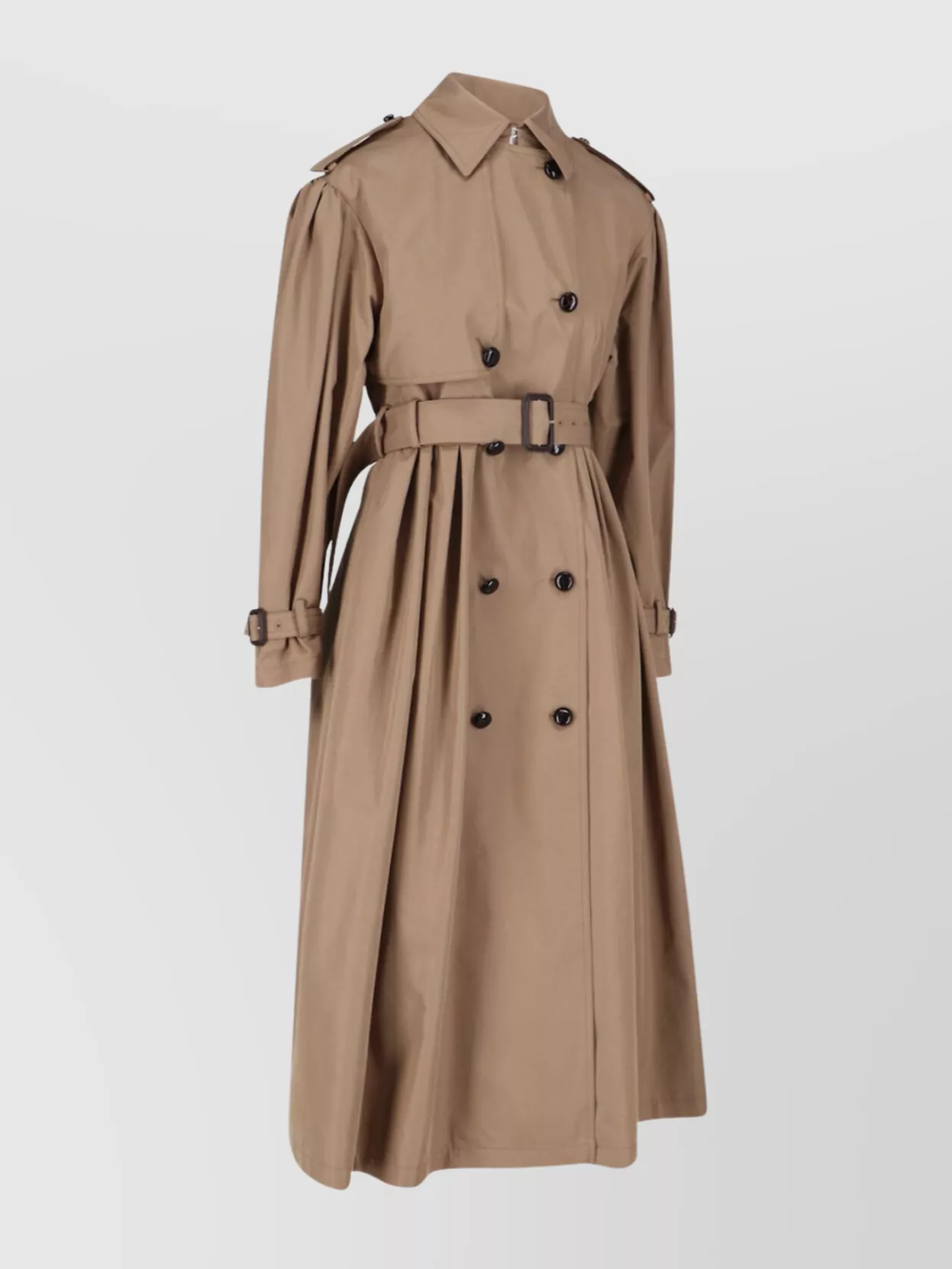 Gucci Belted Double-breasted Jacket With Epaulettes And Storm Flap In Brown