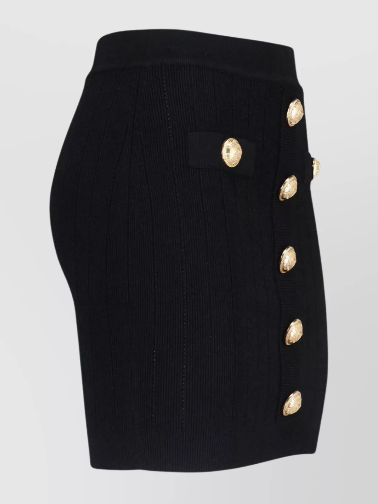 Balmain Buttoned High-waist Ribbed Skirts In Black