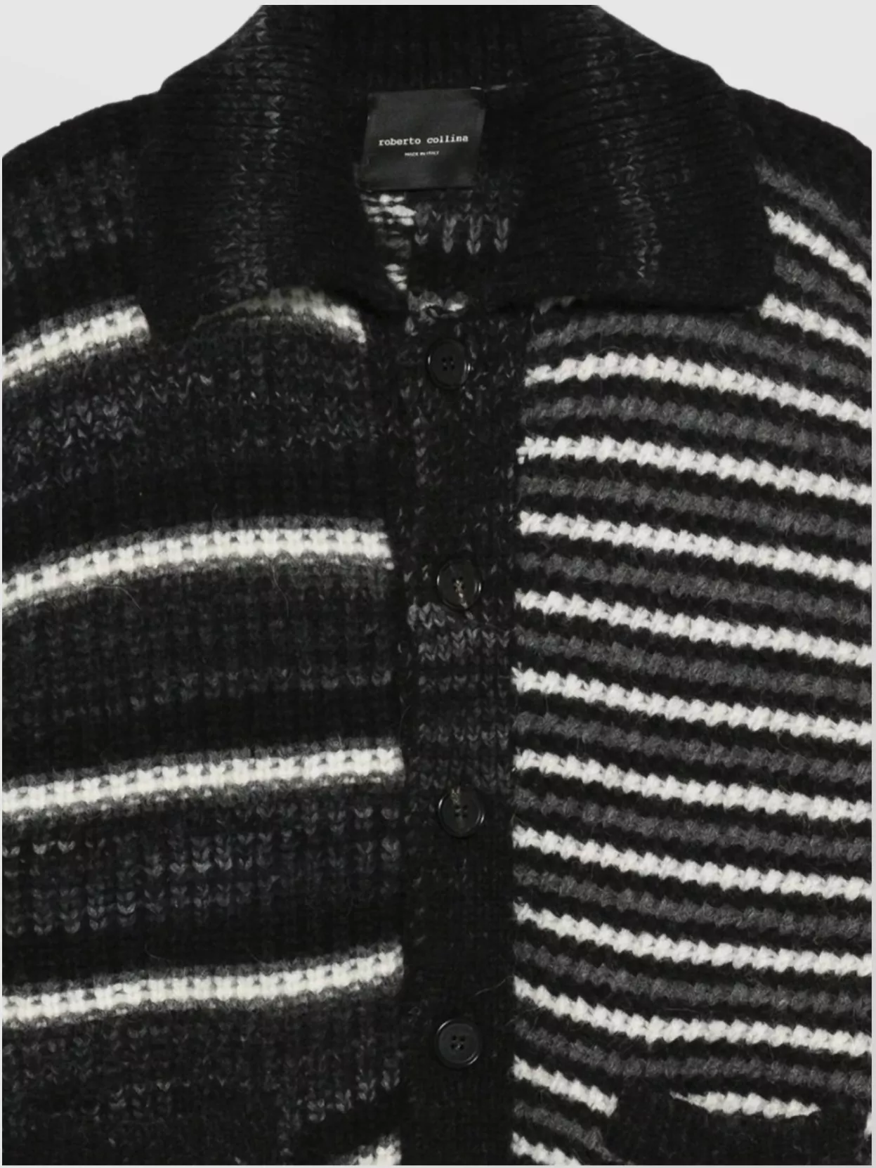 Roberto Collina Wool Knit Shirt Featuring Mixed Stitches