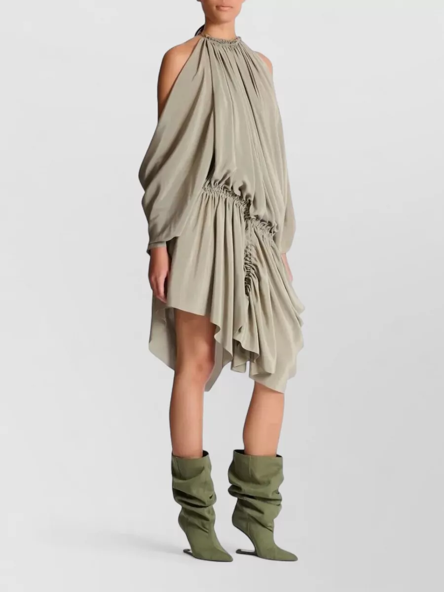 Balmain Silk One-Shoulder Mini Dress