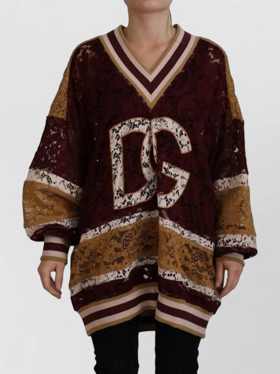 Dolce&Gabbana lace v-neck long-sleeve pullover sweater