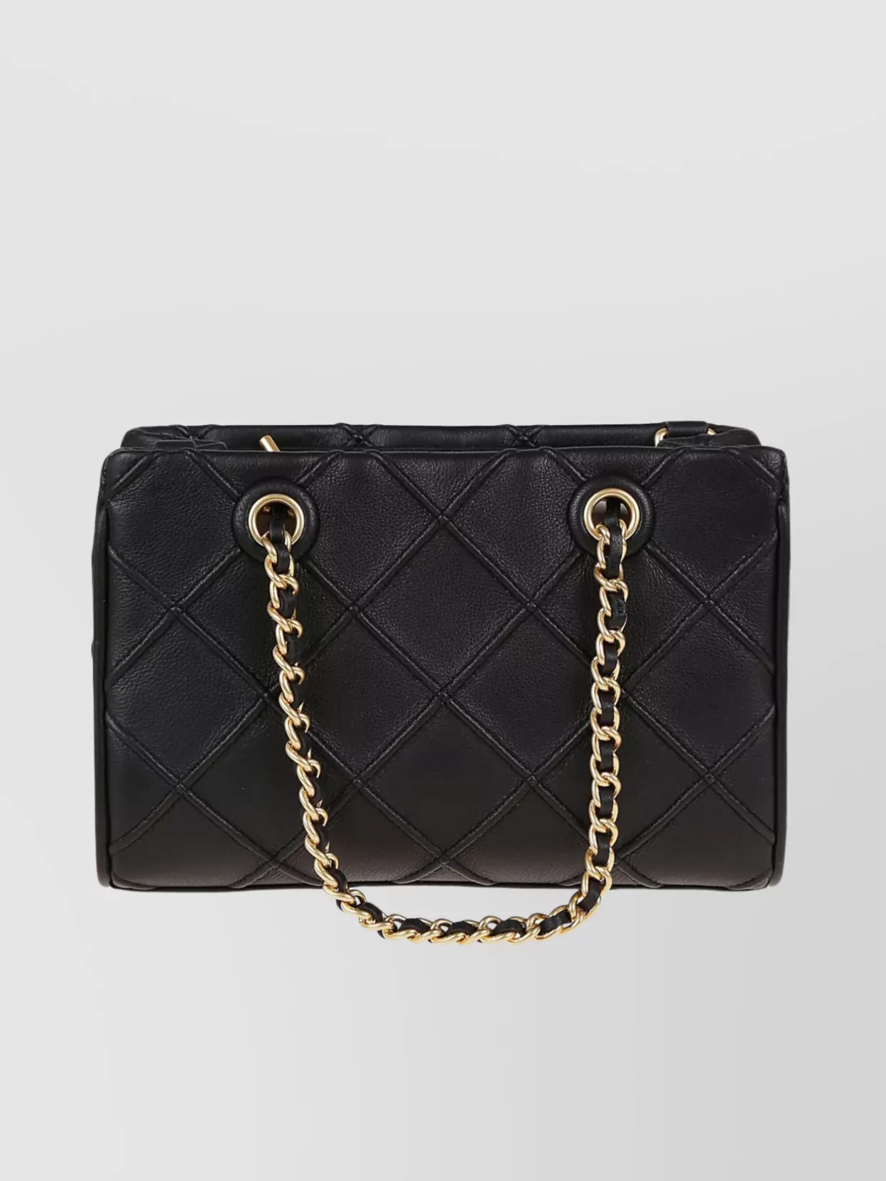 Shop Tory Burch Quilted Design Mini Chain Tote In Black