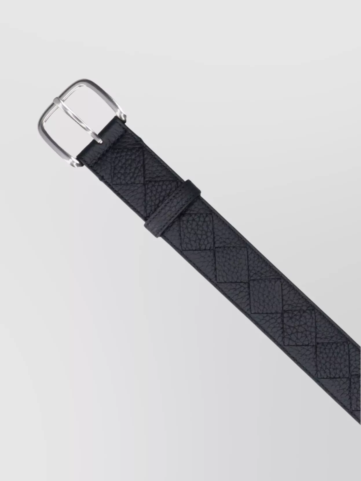 Bottega Veneta Quilted Pattern Silver Buckle Adjustable Length Belts