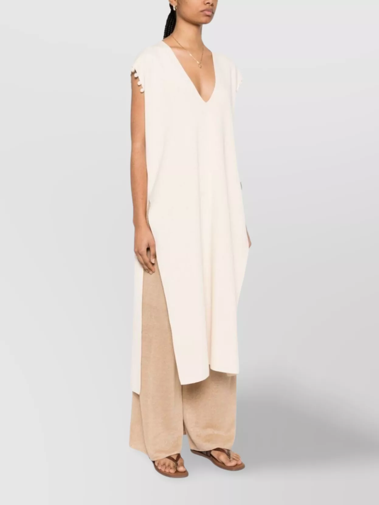 Max Mara Knitwear With V-Neckline And Cap Sleeves