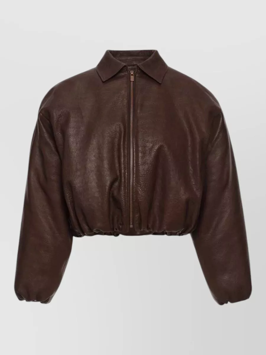 Magda Butrym Leather Cropped Bomber Jacket