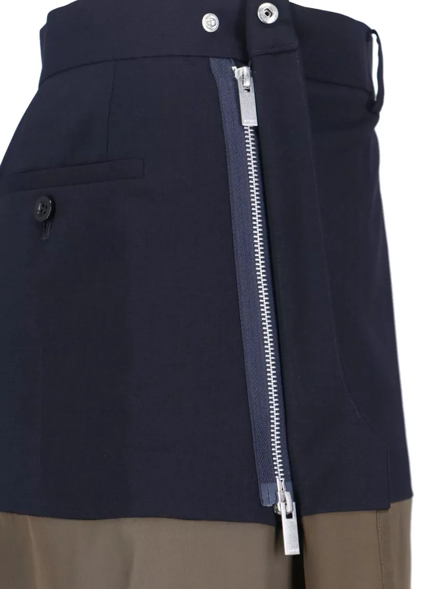 Sacai Wool Midi Pleated Skirt