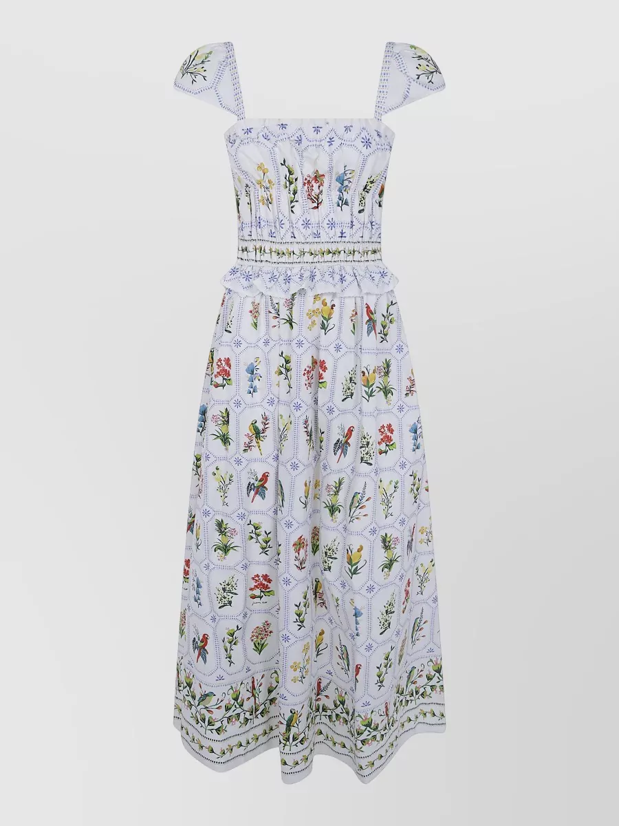 Farm Rio Floral-Print Square-Neck Maxi Dress
