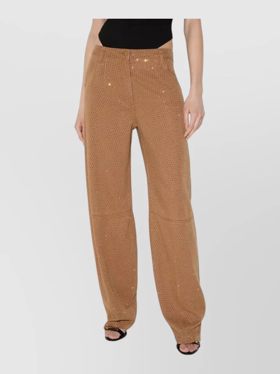 Elisabetta Franchi lyocell rhinestone embellished straight-leg trousers