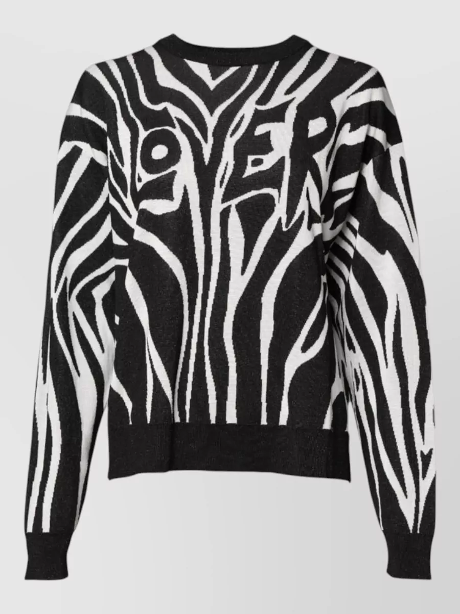 Dolce&Gabbana silk wool zebra print long-sleeve pullover sweater