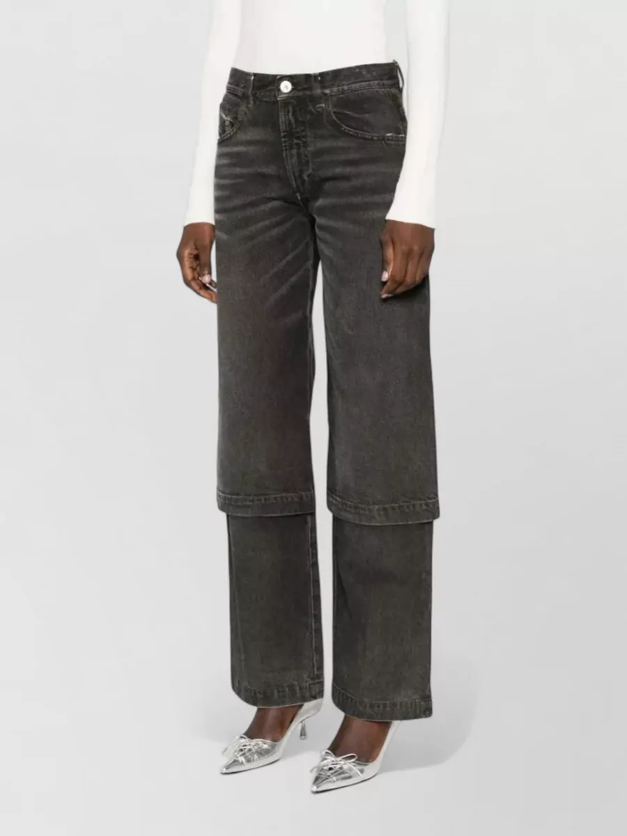 The Attico Cotton Split-Hem Wide-Leg Jeans