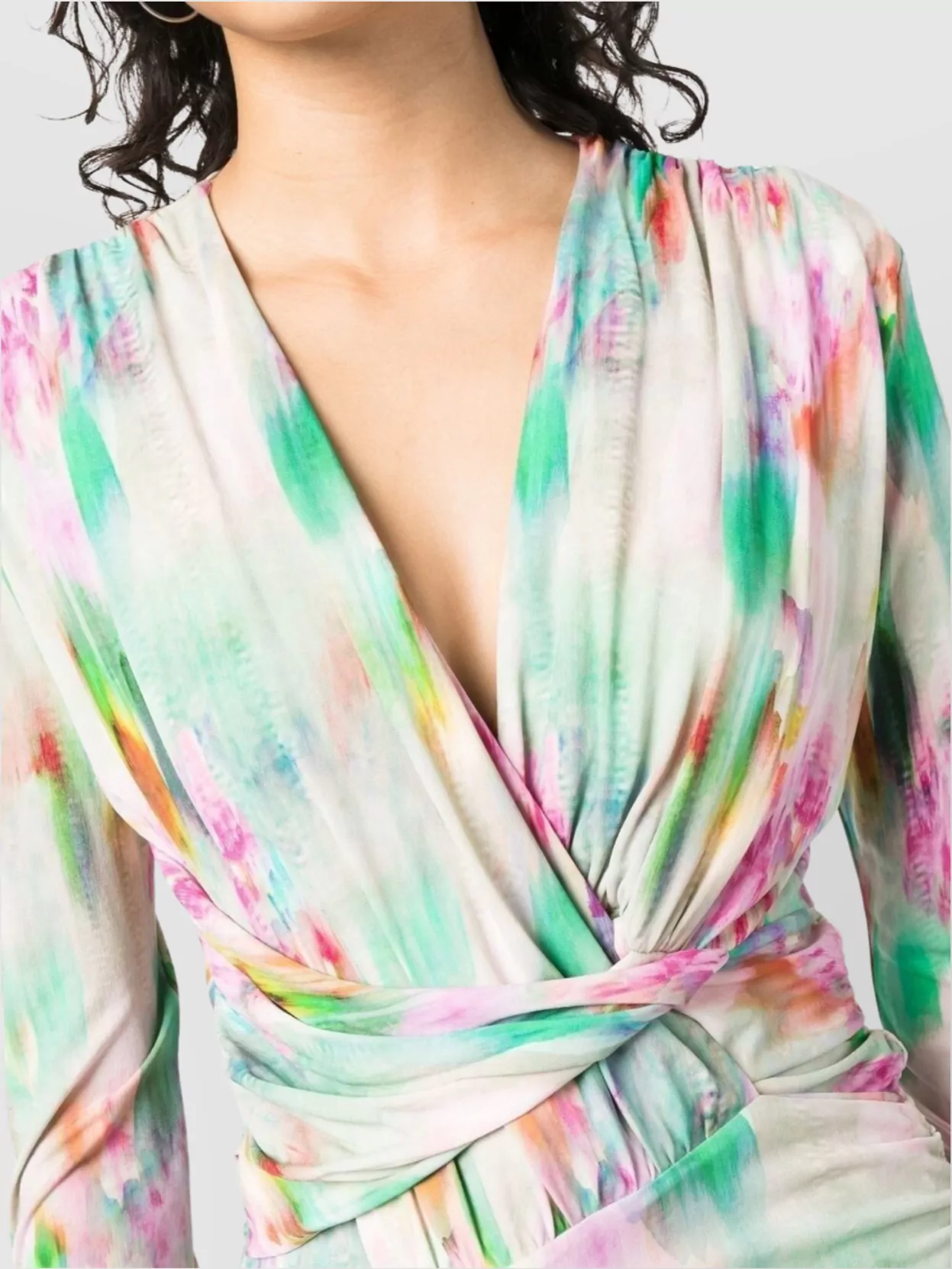 Iro Silk Blend Wrap Top With Abstract Print
