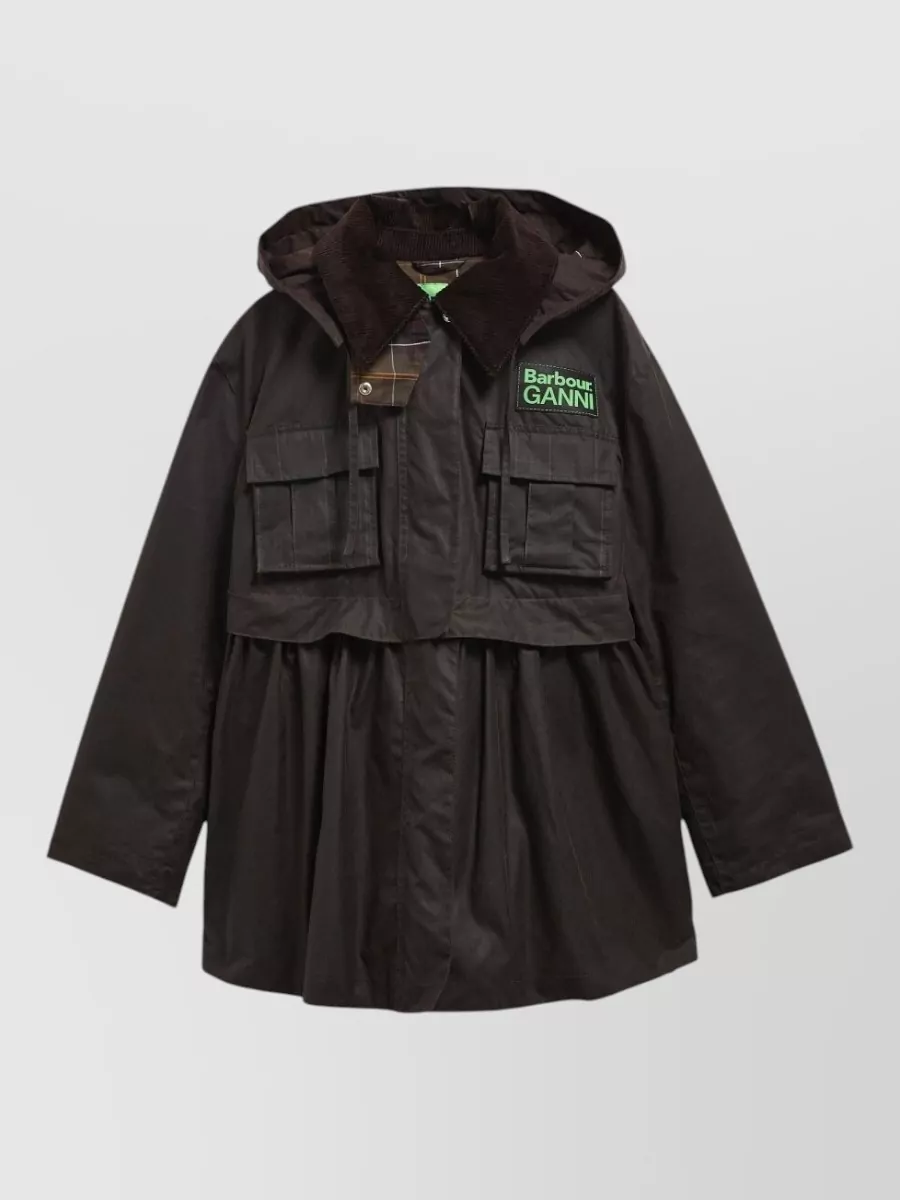 Barbour Ganni Hooded Long Coat Corduroy Collar