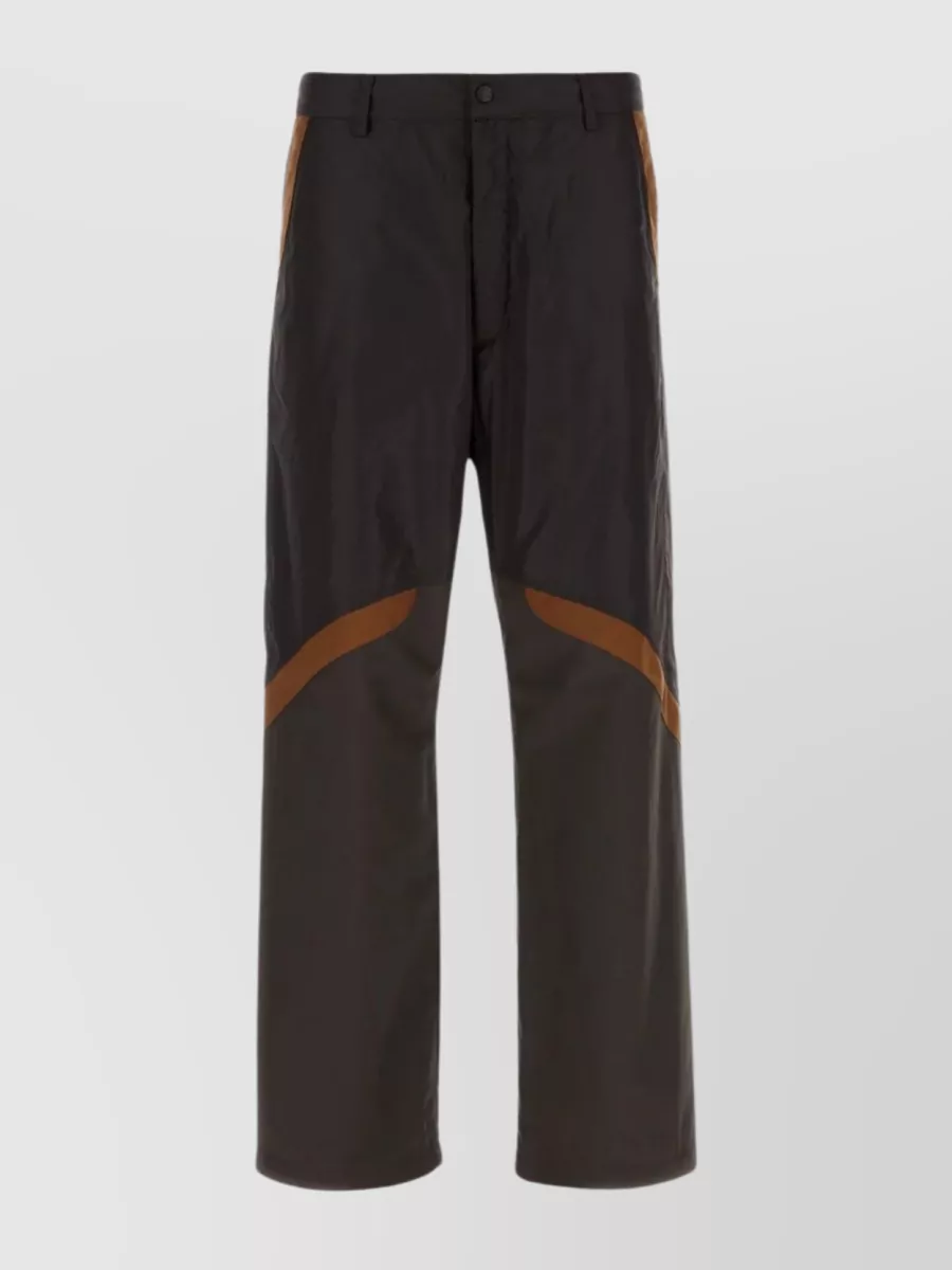 Shop Moncler Nylon Pant With Waist Belt Loops And Drawstrings In Brown