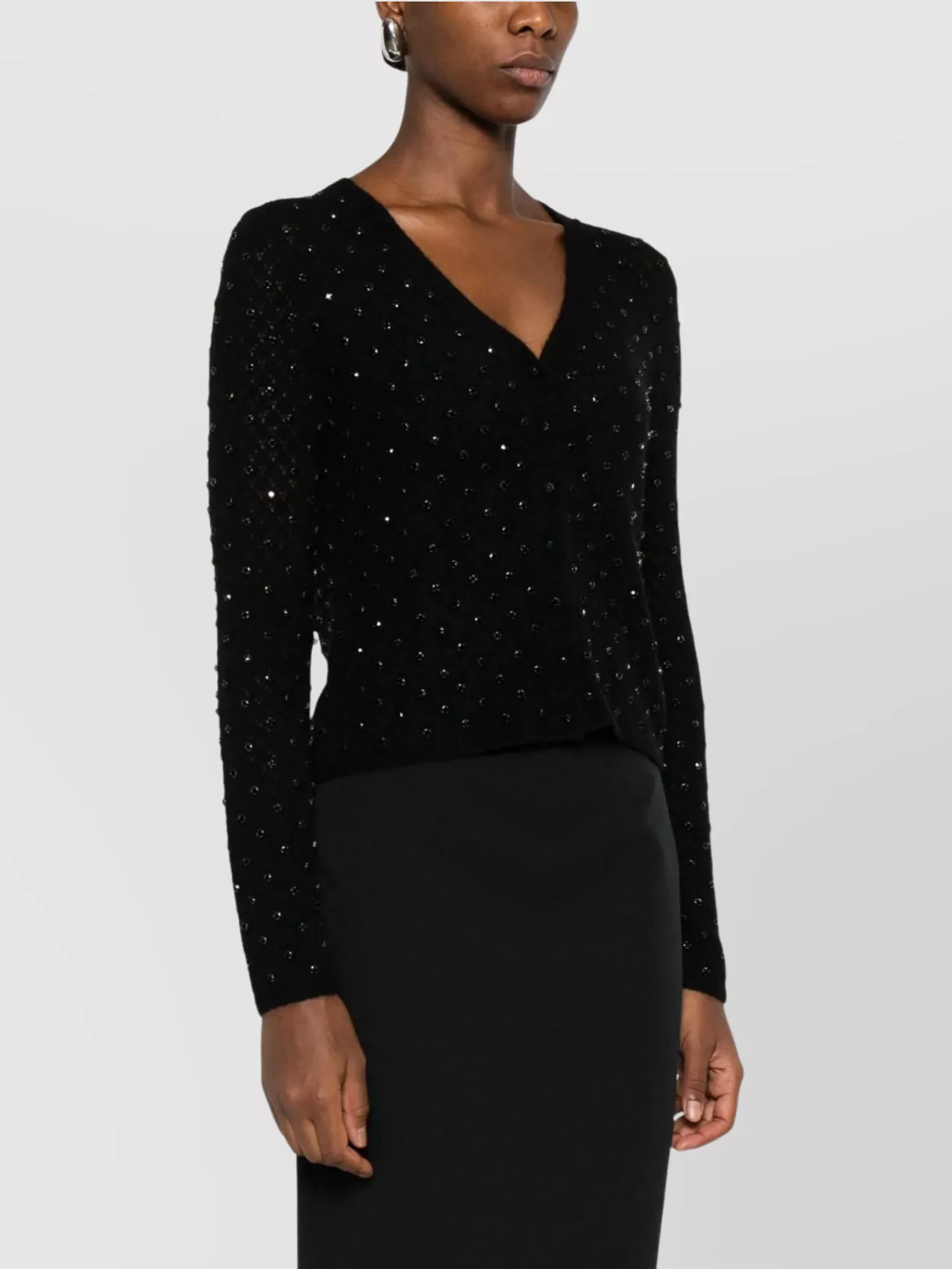 S Max Mara Cropped Mohair Cardigan Rhinestone Design