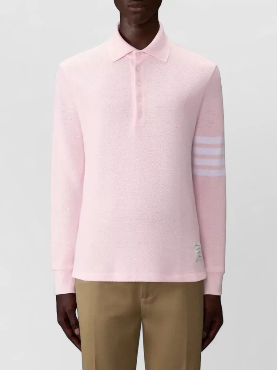 Thom Browne Long Sleeve Polo Shirt Textured Piqué