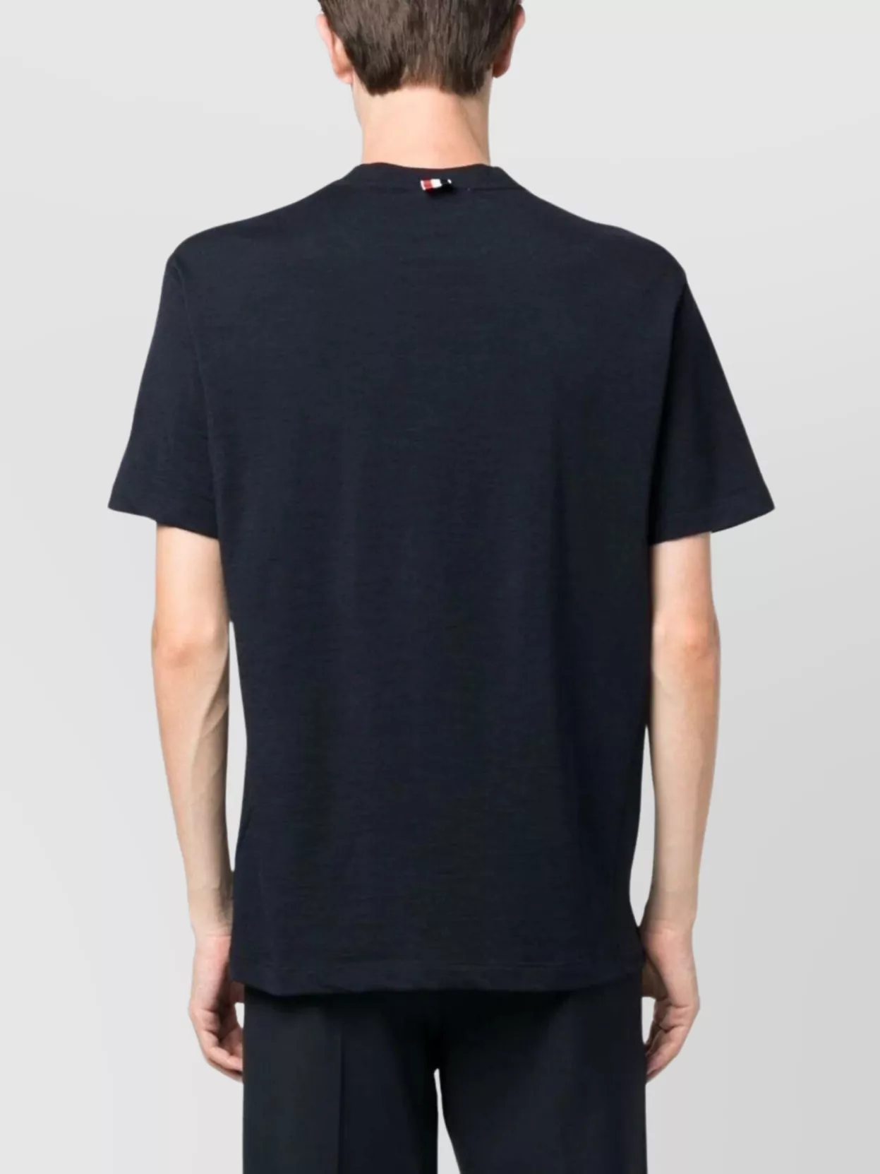 Thom Browne Wool Crew Neck T-shirt With Stripe Detail In Blue