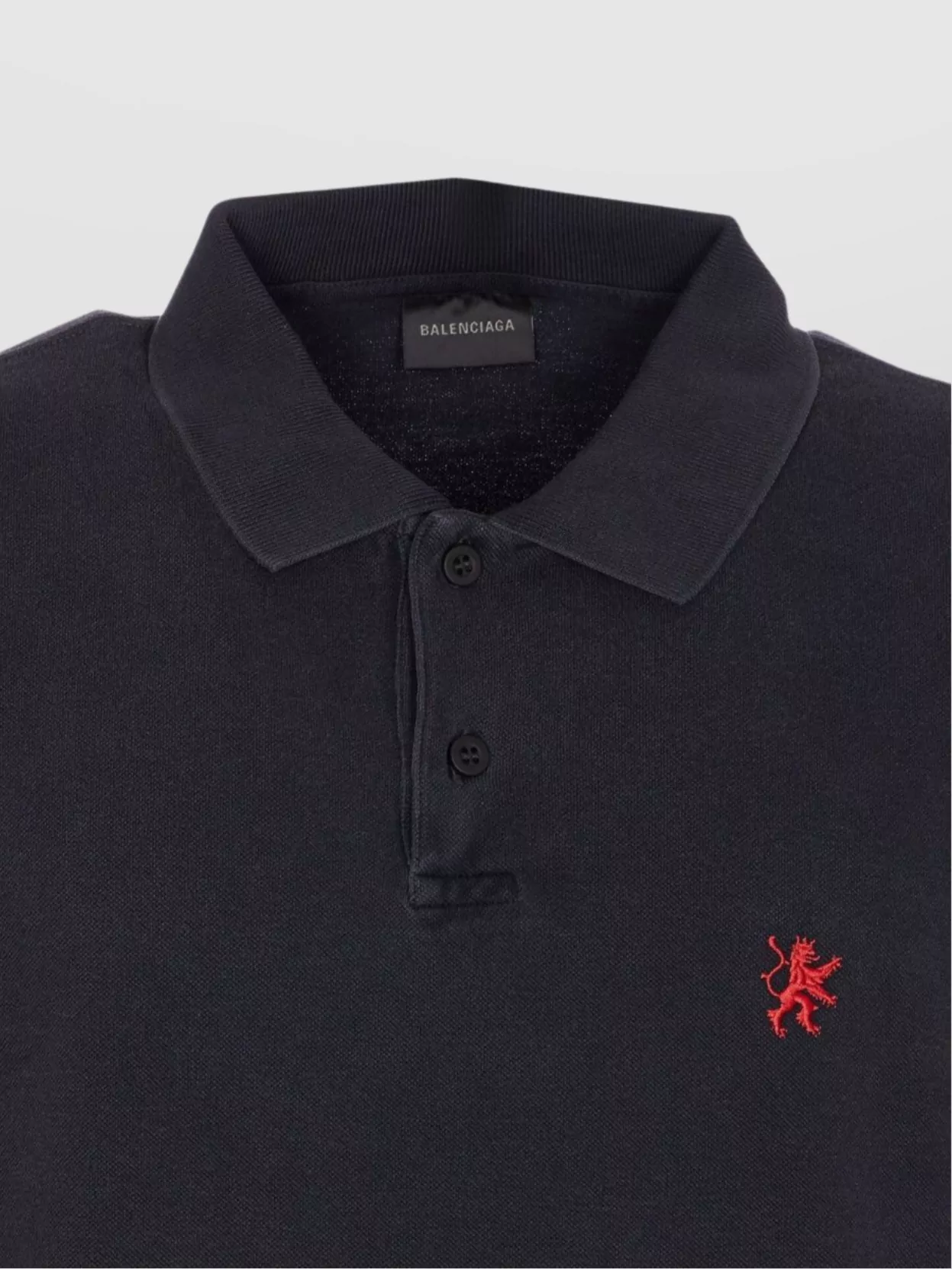 Balenciaga Cotton Piquet Polo Shirt With Lion Embroidery In Blue