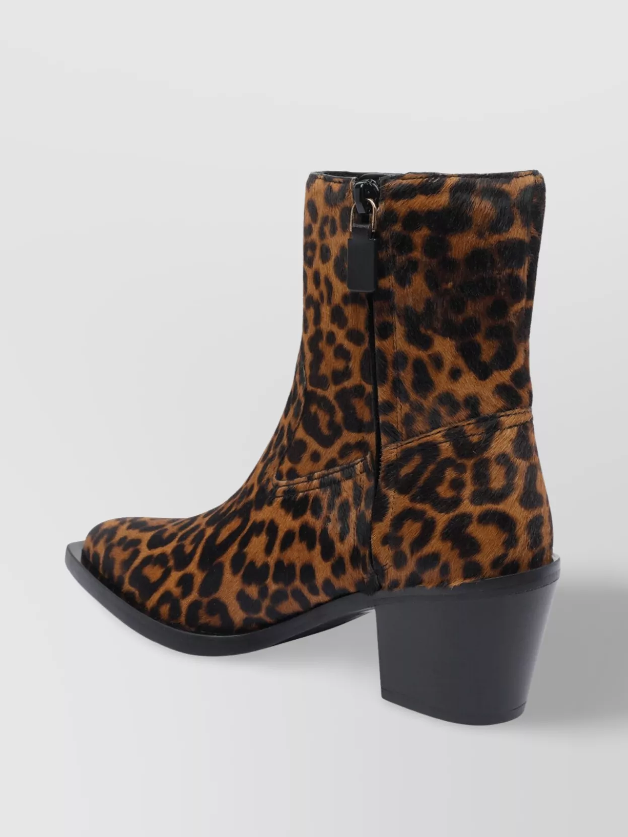 Stuart Weitzman Animalier Print Block Heel Pointed Toe Boots In Brown