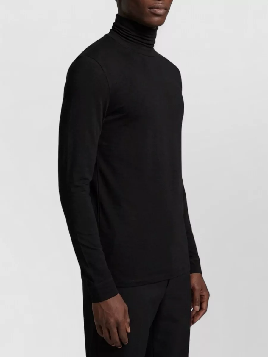 Saint Laurent Stretch Jersey Semi Sheer Slim Fit Turtleneck Top
