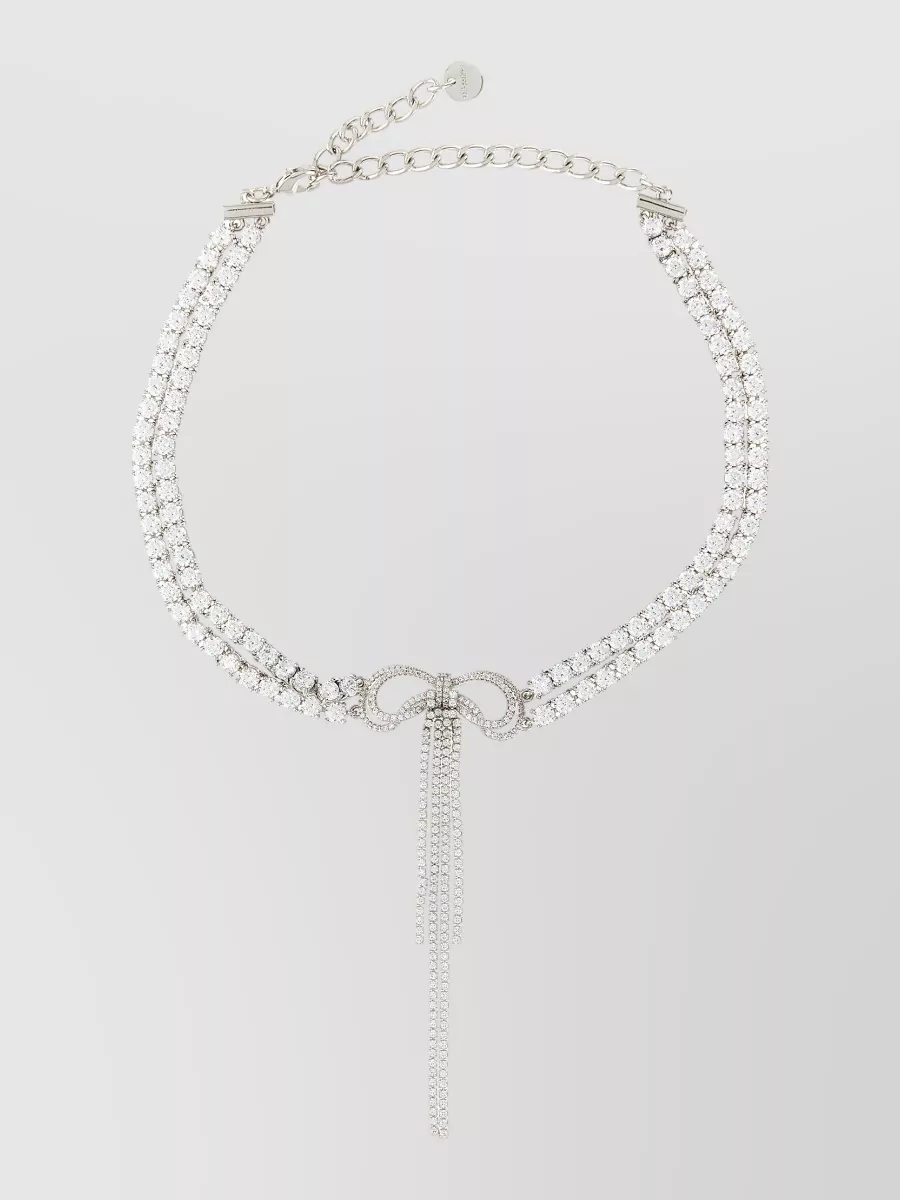 Self-Portrait crystal bow choker necklace