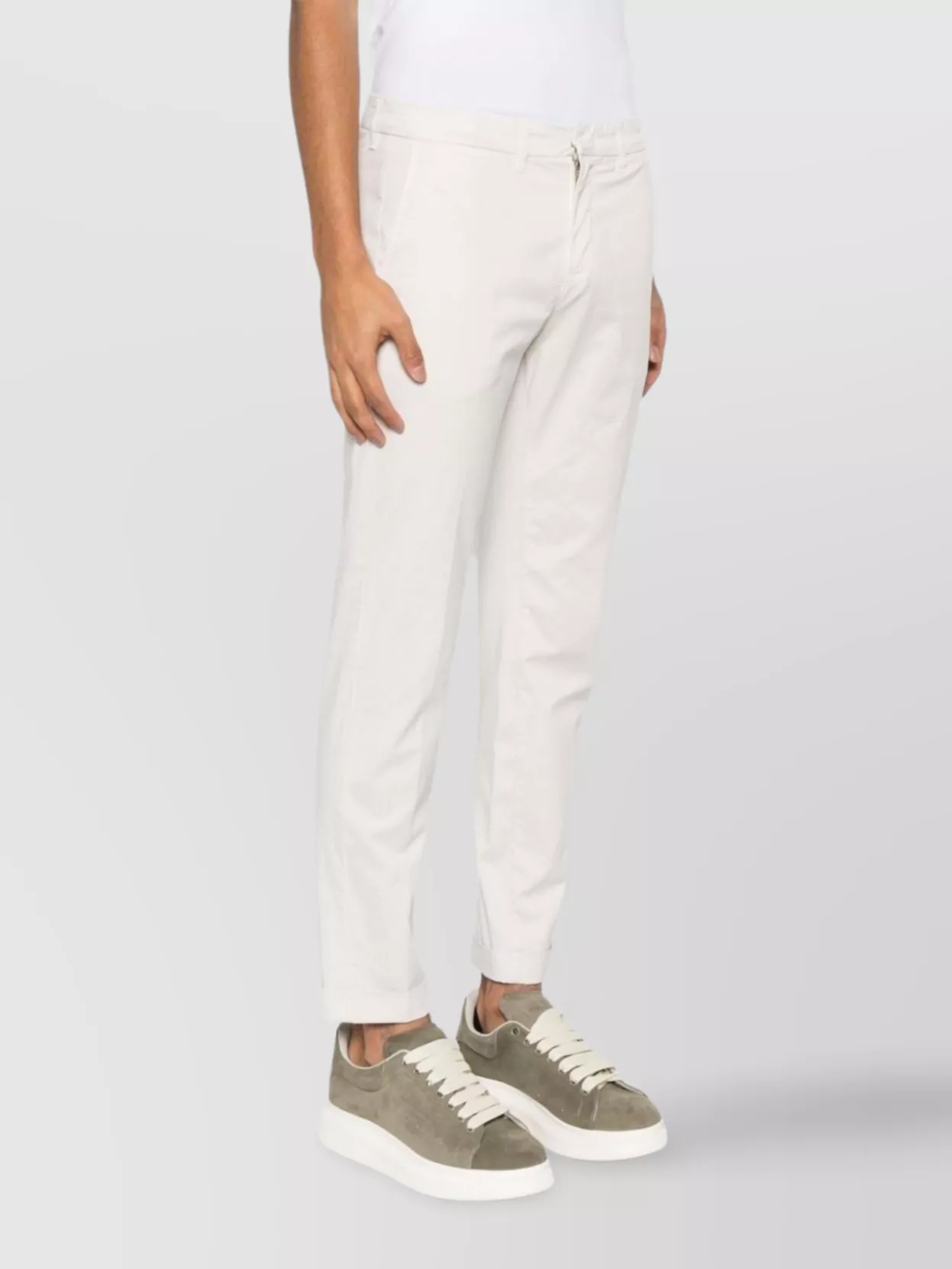 Fay Cropped Trousers With Belt Loops And Pockets In White