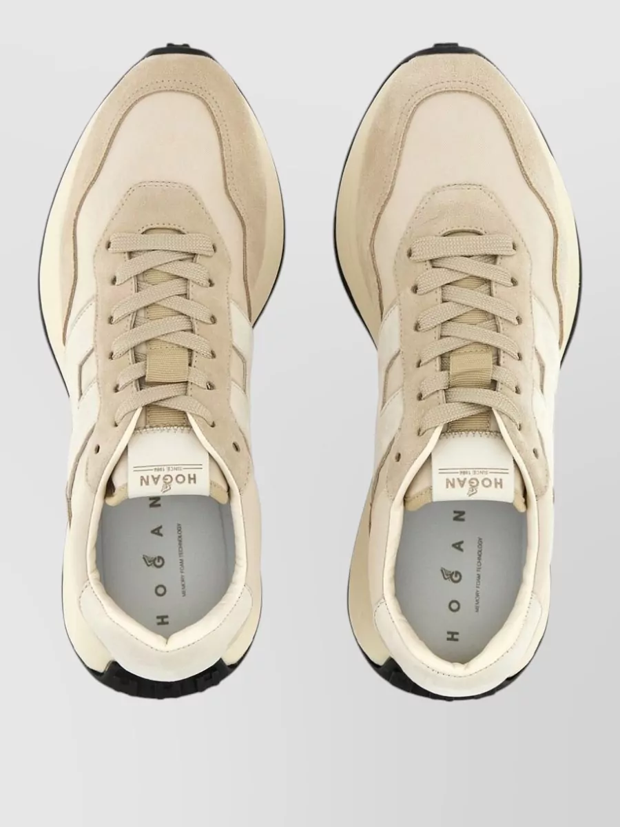 Hogan Low Top Sneakers Suede Panels Rubber Sole